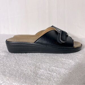Anatomisa Palmira Black Low Wedge Slide Sandals 4